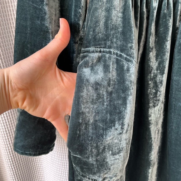 Teal Velvet Anthropologie Dress - Picture 4 of 8